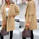 Stay Warm Lapel Button Pocket Women’s Plush Coat
