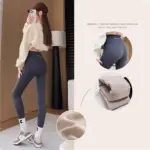 Warm Lamb Fleece Leggings for Women, Long Velvet Pants