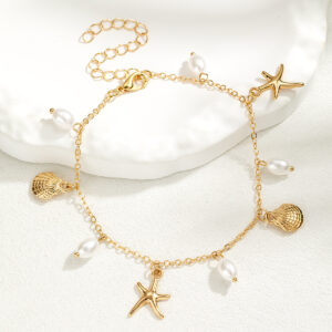 Adjustable Starfish Pendant Alloy Anklet for Women