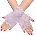 Sun-Proof Lace Half Finger Gloves for Women, Short Fit