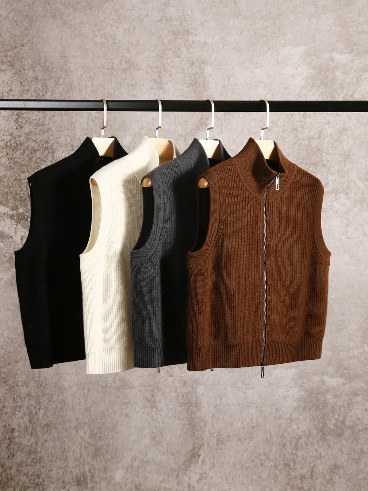 Merino Wool Loose-Knit Cardigan Vest with Tie Detail Merino Wool Loose-Knit Cardigan Vest with Tie Detail