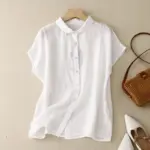 Flattering Plus Size Cotton-Linen Shirt with Patchwork