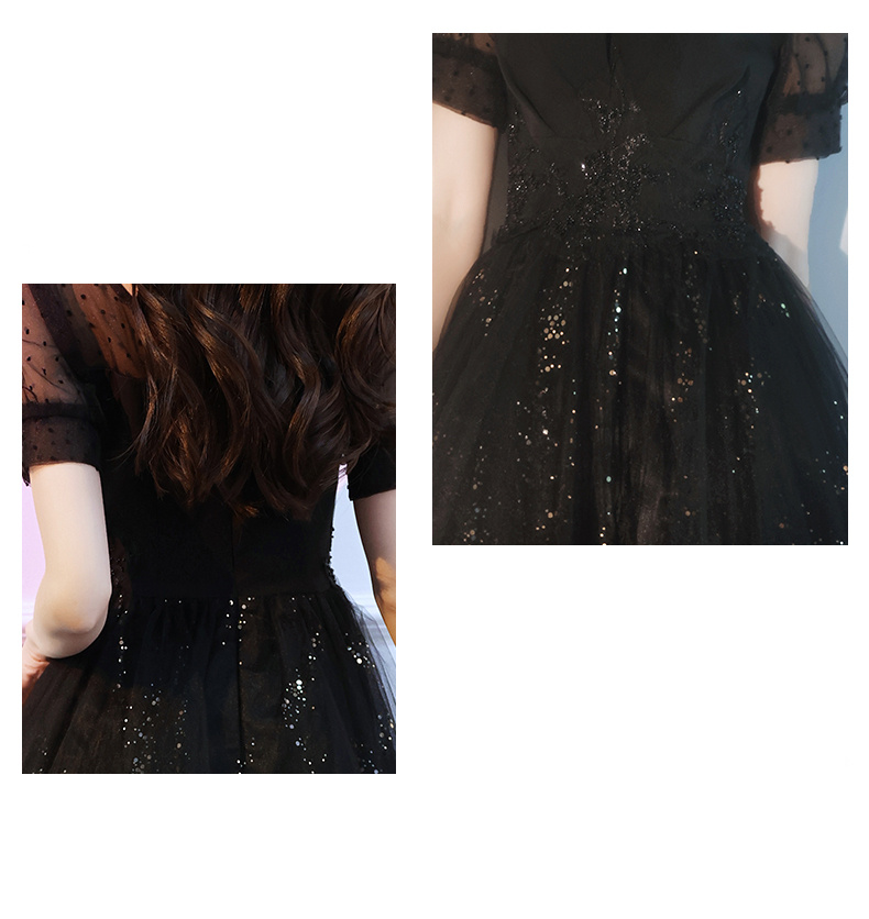 Sparkly Lace Black & Champagne Mini Prom Dress, Lightweight
