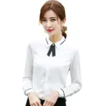 Slim Fit Chiffon Business Shirt for Women with Lapel Bow