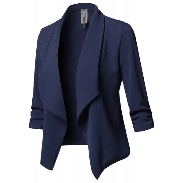Slim Fit Long Sleeve Crinkled Solid Color Versatile Small Blazer