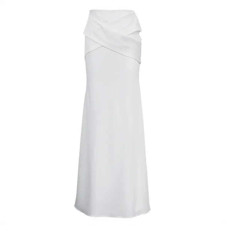 Satin Cross-Design Bodycon Skirt for Women - White