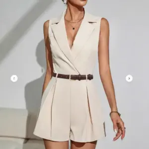 Belted Pleated Commuter Jumpsuit with Wide-Leg Drape