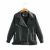 Secure Fit Zipper Faux Leather Jacket for Women, Black