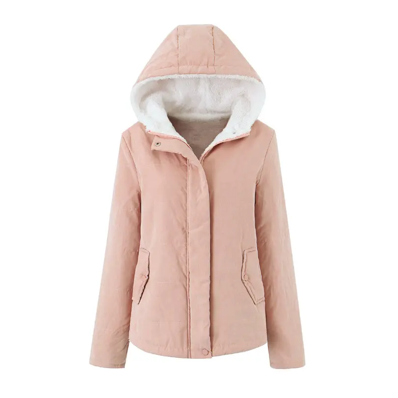 Warm Women’s Padded Jacket with Fleece-Lined Hood Pockets