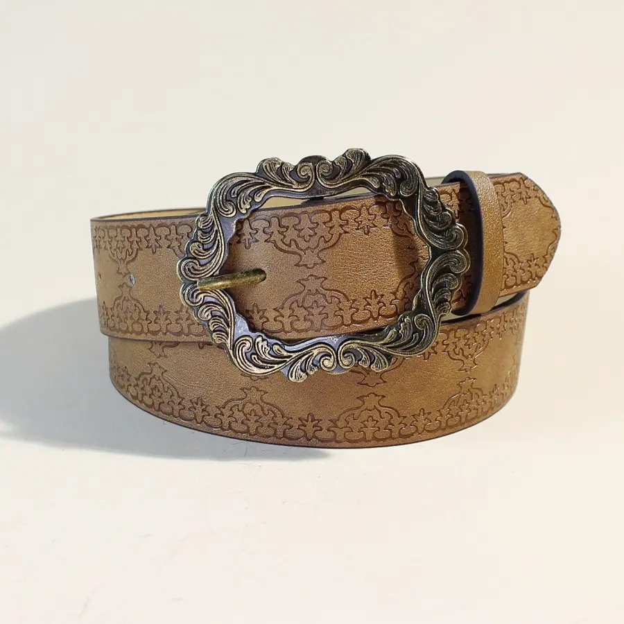 Boho Decorative Women’s Belt with Petal Buckle, 105 cm