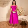 Sleek High-Waist Rose Red Sling Dress with Pettiskirt