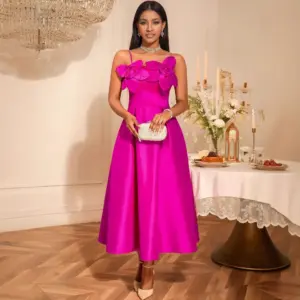 Sleek High-Waist Rose Red Sling Dress with Pettiskirt