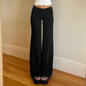 Solid Color High Waist Button Big Horn Loose Trousers Casual Pants