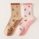 Yoga Socks For Children, Professional Anti Slip Fitness Pilates Exercise Floor Fruit Drinks, Printed Socks