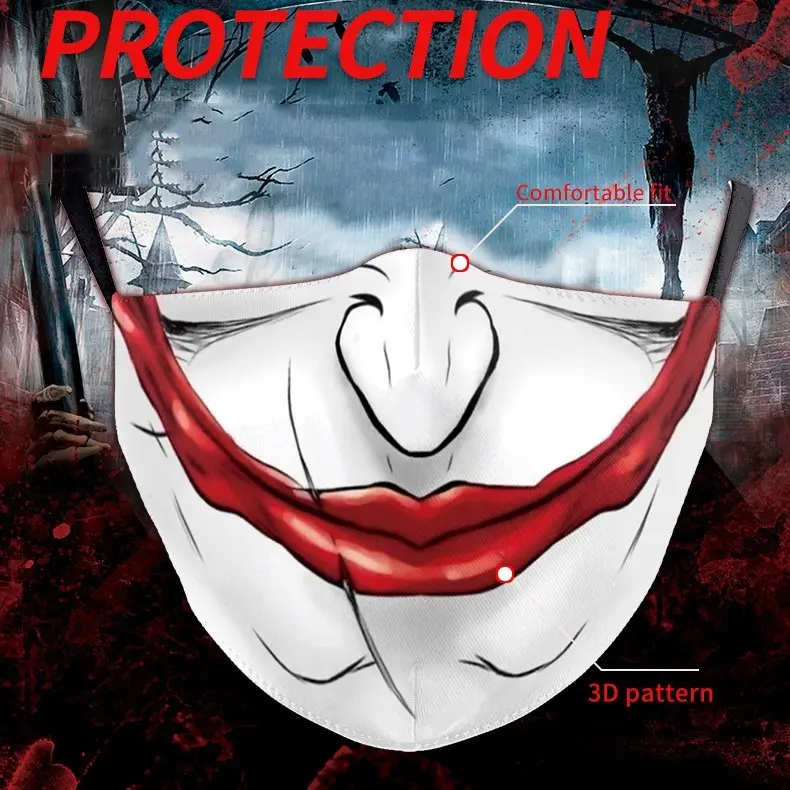 Lightweight Double-Layer Digital Print Skull Funny Face Mask