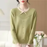 Thick Ribbed Pullover Knit Sweater for Loose Fit, Long Sleeve