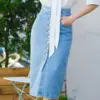 Single-breasted Denim Skirt For Women Single-breasted Denim Skirt For Women