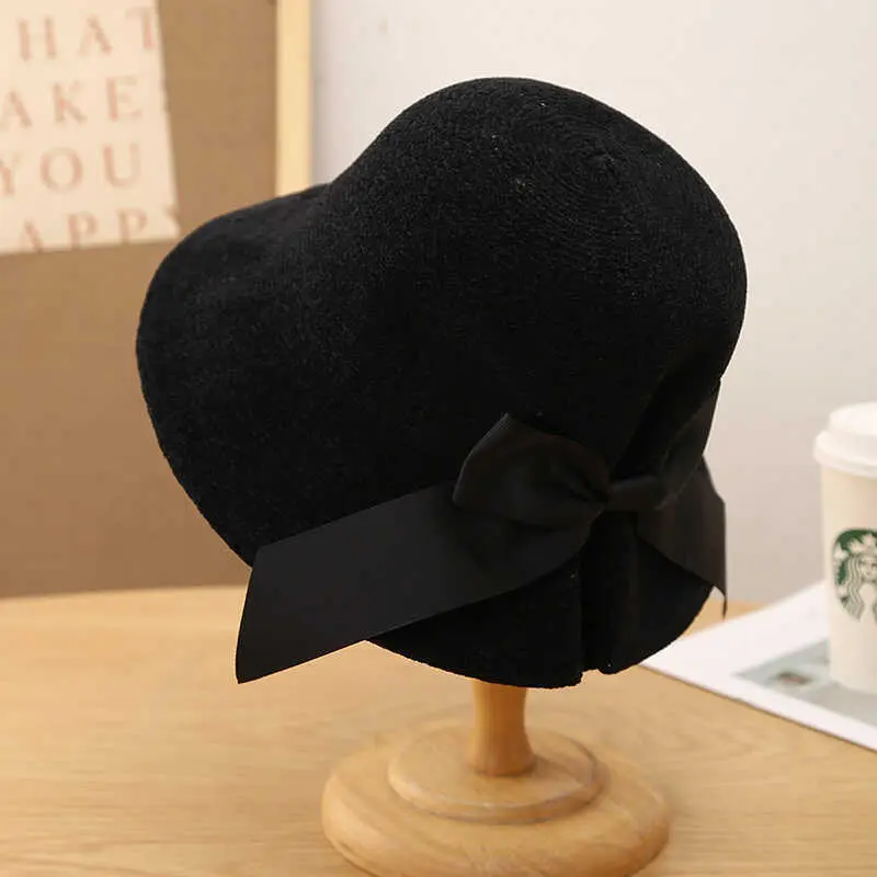 Womens Bow-Knot Fisherman Hat With Smooth Finish for Fall Womens Bow-Knot Fisherman Hat With Smooth Finish for Fall