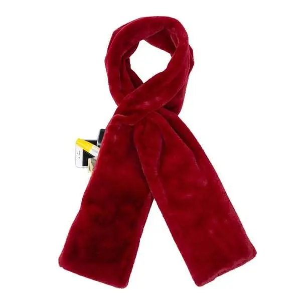 Ultra-Soft Faux Fur Pull-Through Scarf With Hidden Zipper Pocket