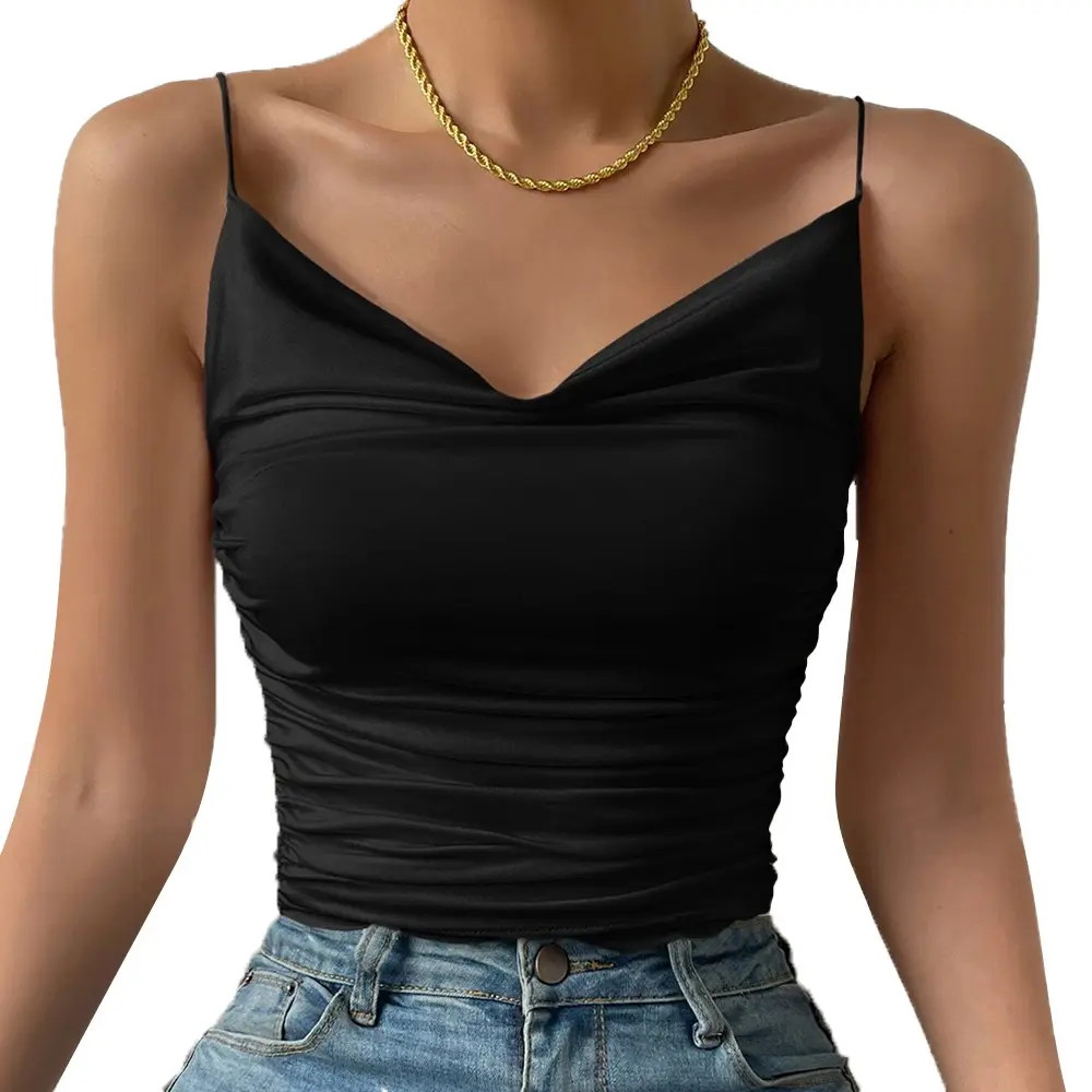 New Womens Slim-fit Elegant Boat-neck High-elastic Knitted Camisole