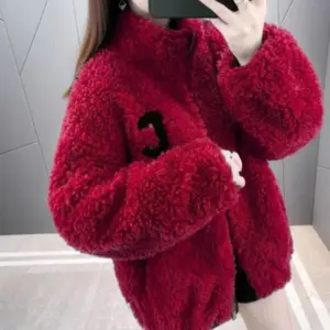 Warmth-Boosting Double-Sided Womens Short Shearling Coat with Zipper