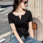 Korean Style Cotton Short Sleeve Top for Women, S-XXXL