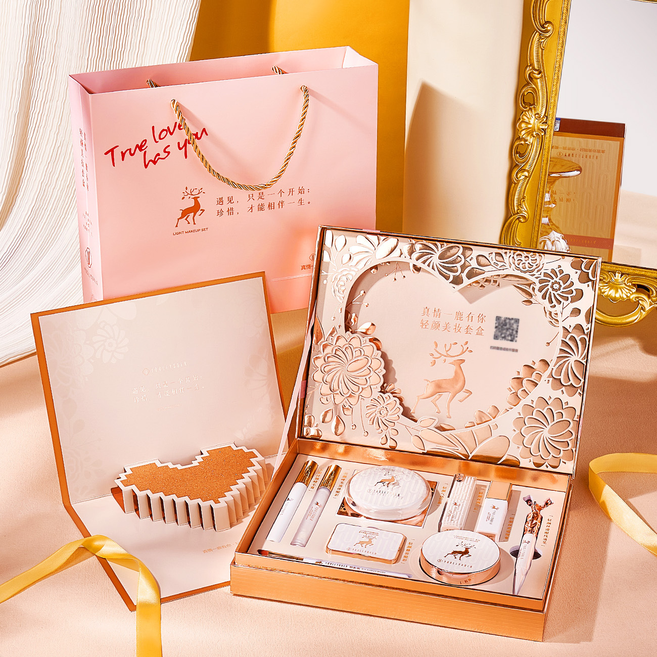 Beginner-Friendly Pink 10-Piece Makeup Set for Students
