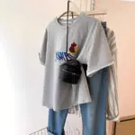 Wrinkle-Resistant Cotton Puppy Embroidery T-Shirt