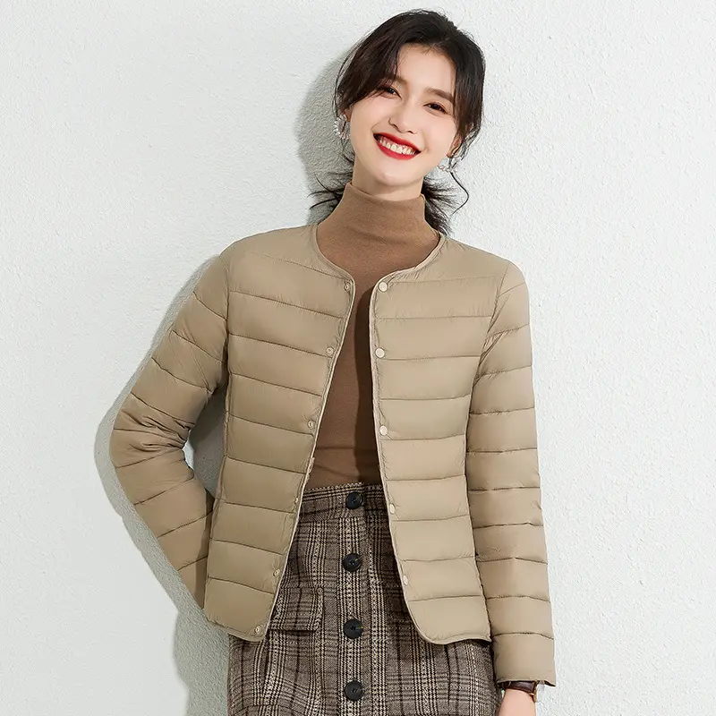 Lightweight Women’s Short Crewneck Cotton Liner Jacket