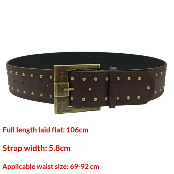 Women’s Retro Punk Leather Belt, Wide Rivet Style