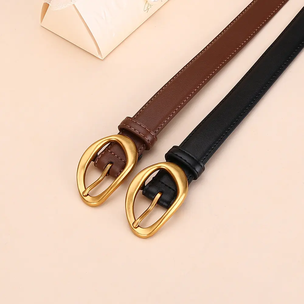 Genuine Cowhide Belt with Antique Pin Buckle for Women Genuine Cowhide Belt with Antique Pin Buckle for Women