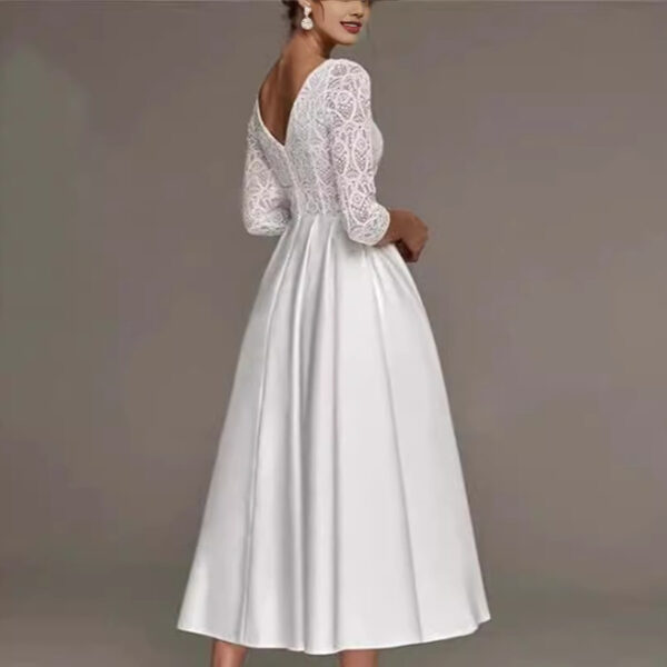Bridal Deep V-neck Slim Lace Mid-length Long Sleeve Wedding Dress Bridal Deep V-neck Slim Lace Mid-length Long Sleeve Wedding Dress