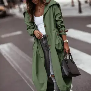 Fashion Personality Casual Lapel Mid-length Trench Coat Women Model 1