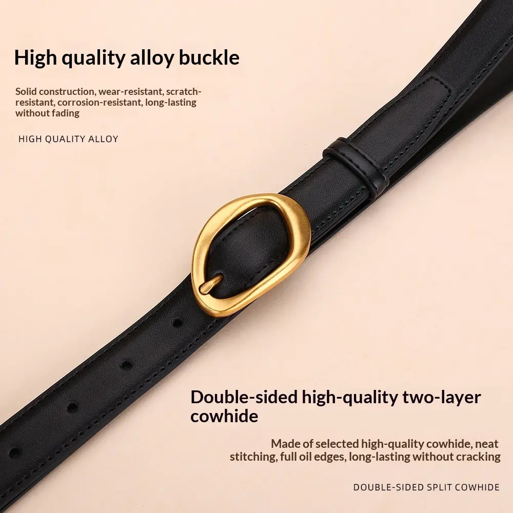 Genuine Cowhide Belt with Antique Pin Buckle for Women Genuine Cowhide Belt with Antique Pin Buckle for Women