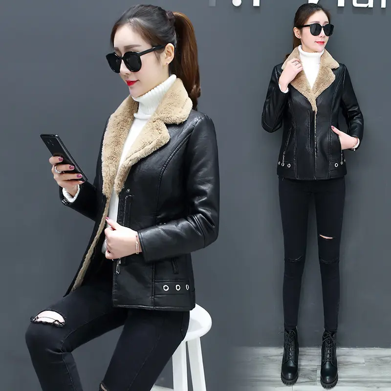 Short Fur Plus Velvet Warm Leather Jacket Short Fur Plus Velvet Warm Leather Jacket