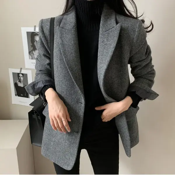 Women's Solid Color Wool Blazer Women's Solid Color Wool Blazer