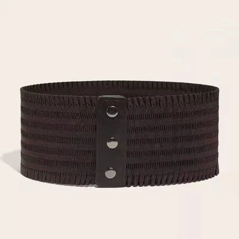 Retro Wide Elastic Belt for Women with Secure Snap Closure Retro Wide Elastic Belt for Women with Secure Snap Closure