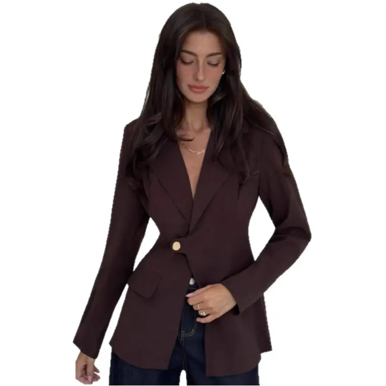Womens V-Neck Slim-Fit Blazer for Elegant Workwear Womens V-Neck Slim-Fit Blazer for Elegant Workwear
