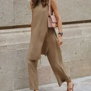 Casual Loose Blouse Wide Leg Pants Two-piece Suit Women