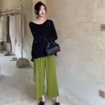 Pregnant Women Belly Pleated High Waist Wide Leg Pants Cropped Pants Straight Pants