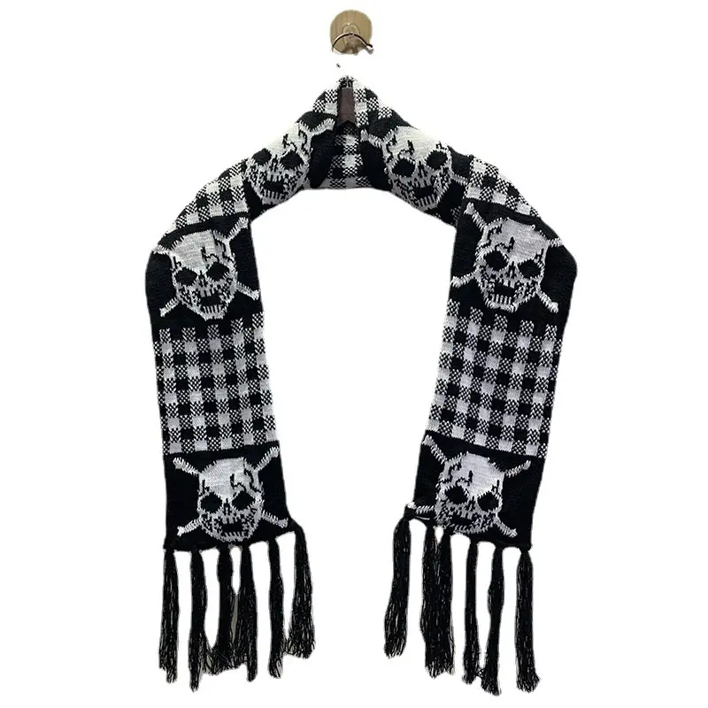 Warm Thickened Thermal Knitted Scarf with Skull Ghost Head Warm Thickened Thermal Knitted Scarf with Skull Ghost Head