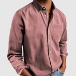 b857ca0b-4d82-4ac7-9e8a-298ee8b9bb89-2.jpg Men’s Long Sleeve Lapel Shirt in Solid Cotton-Blend - Regular Fit