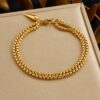 Heart Detail Electroplated Stainless Steel Bracelet for Women