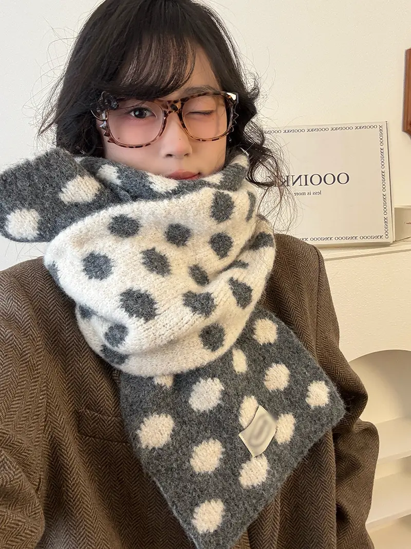 Polka-Dot Scarf for Women with Contrast Wrap Style Polka-Dot Scarf for Women with Contrast Wrap Style
