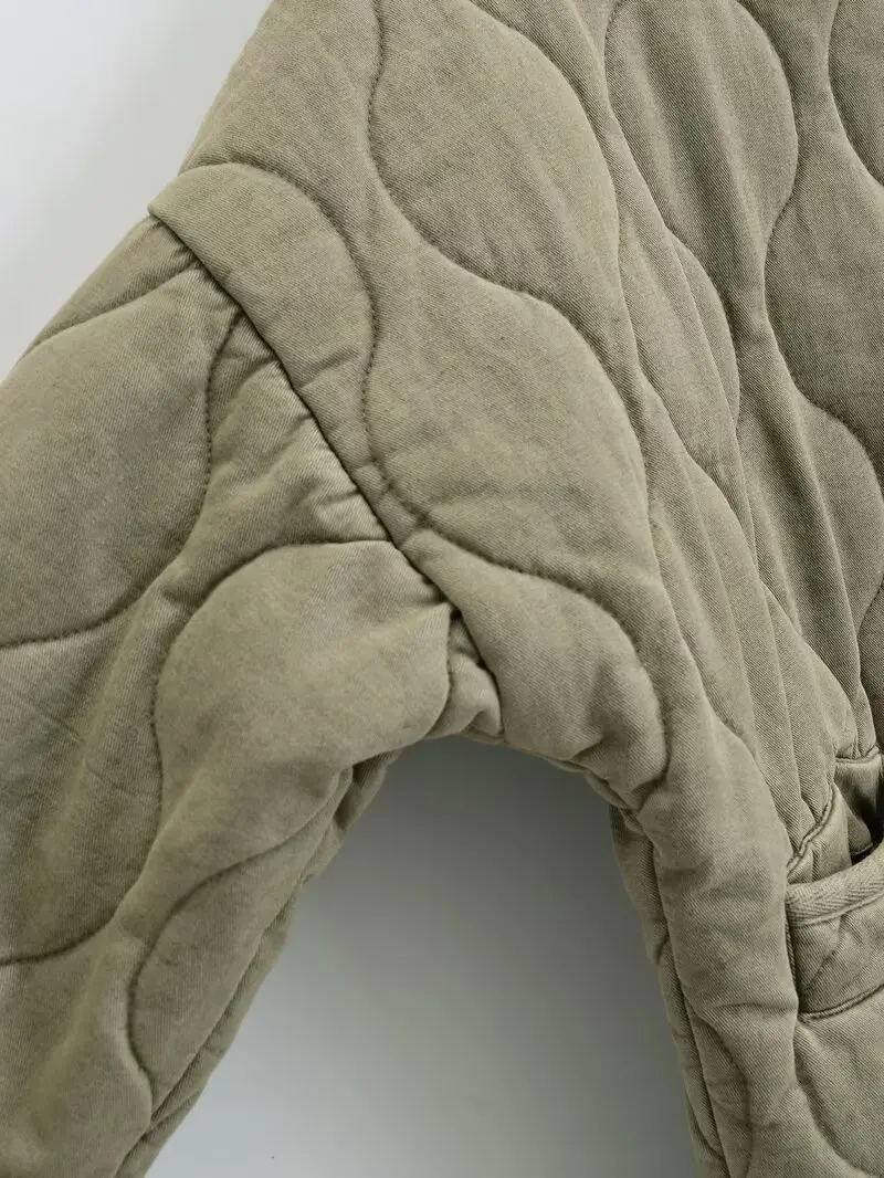 Warm Cotton Padded Jacket for Women, Loose Khaki Fit Warm Cotton Padded Jacket for Women, Loose Khaki Fit
