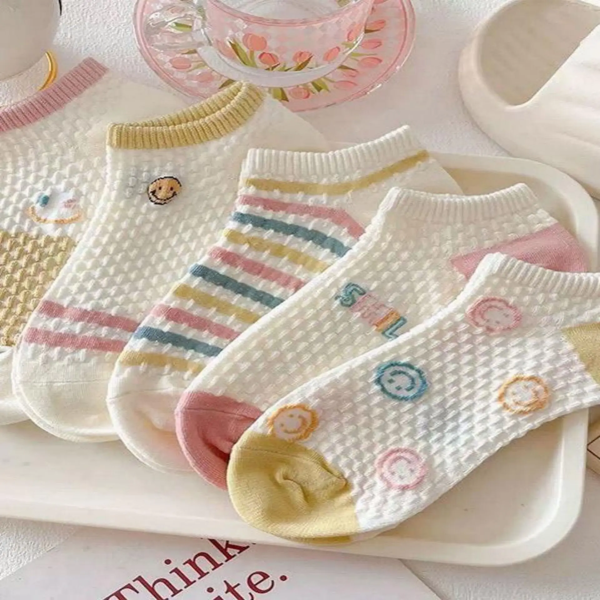 Women's Short Socks, INS Style Cute Versatile Korean Style New Fashion Ankle Socks, Breathable Socks For Spring Summer Autumn