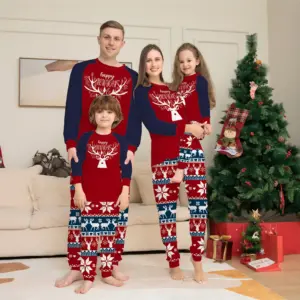 Color Matching Elk Christmas Parent-child Wear Homewear Pajamas Suit M3