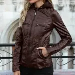 Detachable Two-Piece Hooded PU Leather Jacket for Versatility