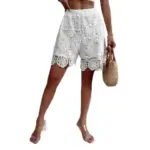Lace Embroidered High-Waist Elastic Waist Shorts
