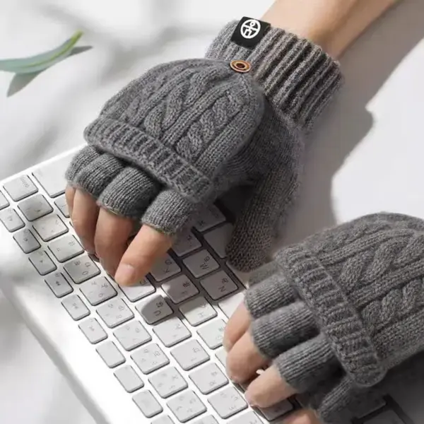 Warmth-Boost Flip-Up Half-Finger Gloves for Women, Winter